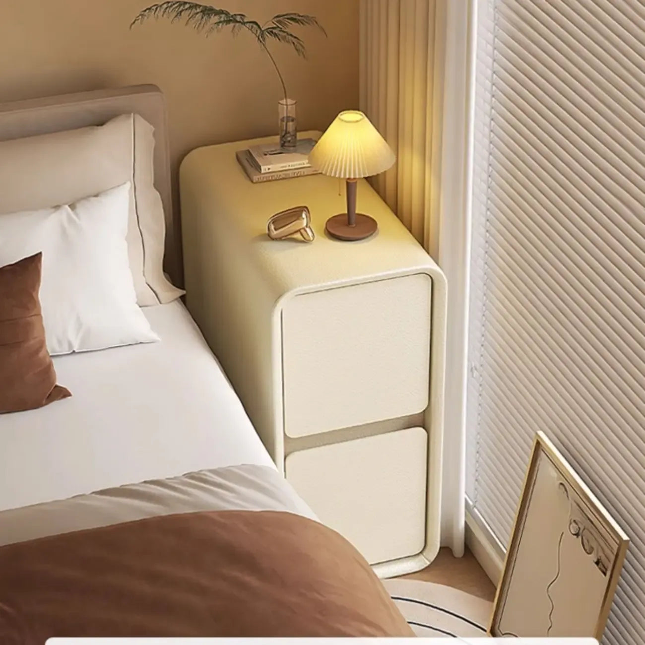 Trendy Narrow Wooden Sleek Edge 2-Drawer Nightstand