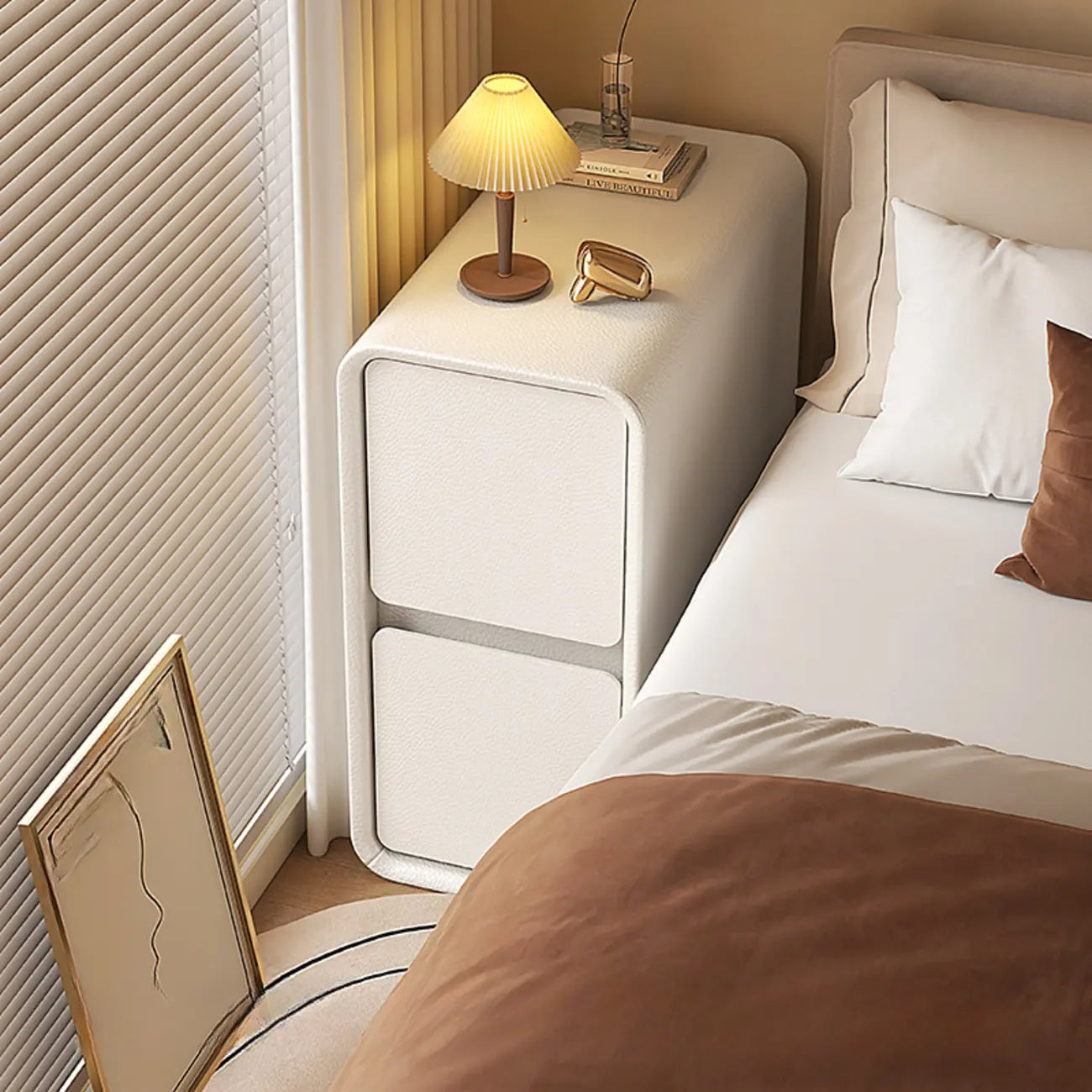 Trendy Narrow Wooden Sleek Edge 2-Drawer Nightstand