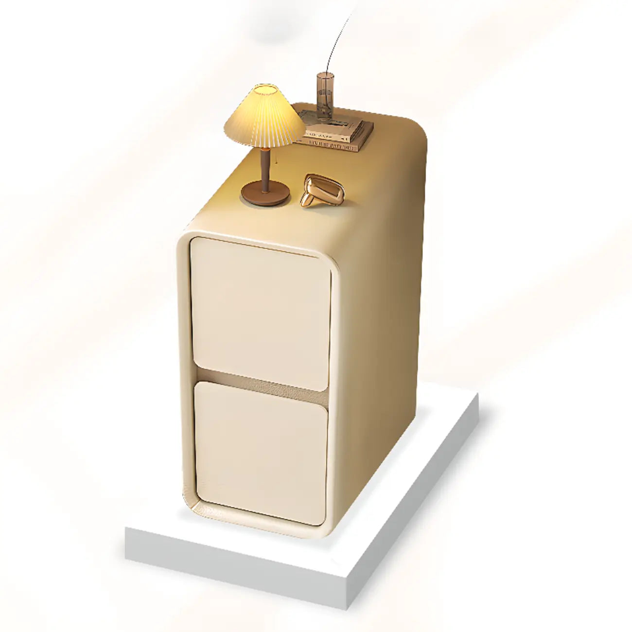 Trendy Narrow Wooden Sleek Edge 2-Drawer Nightstand