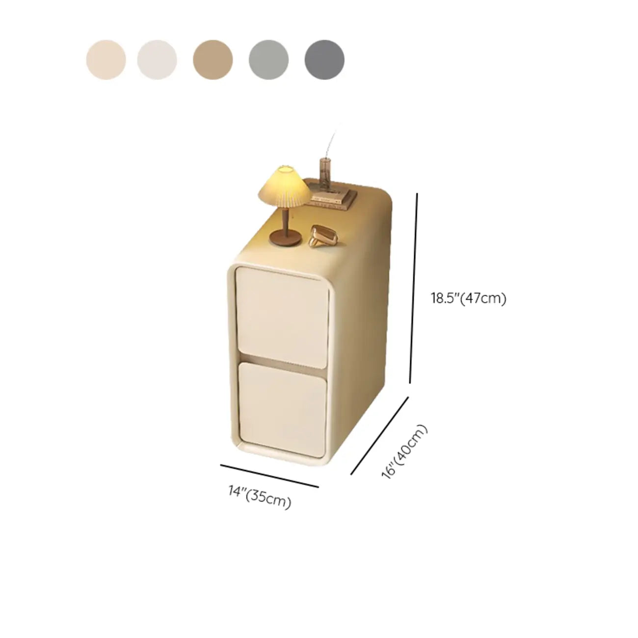 Trendy Narrow Wooden Sleek Edge 2-Drawer Nightstand