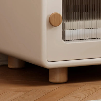 Durable Sleek Edge Wood Cream Bedside Cabinet Nightstand