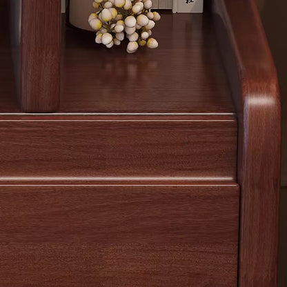 Classic Wooden Nut-Brown Nightstand with Drawer & Shelf