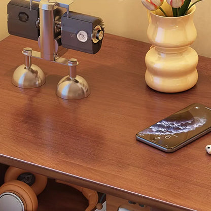 Classic Wooden Nut-Brown Nightstand with Drawer & Shelf