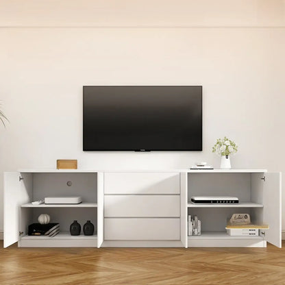 Modern Wooden TV Stand with Shelves and Cabinets