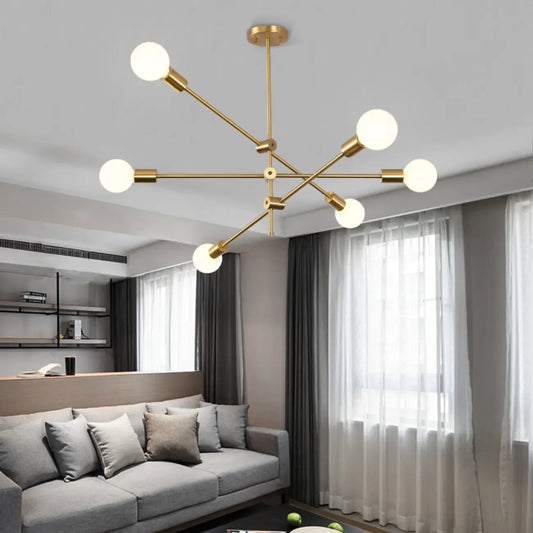 Gold Metal Modern 6 Lights Sputnik Chandelier