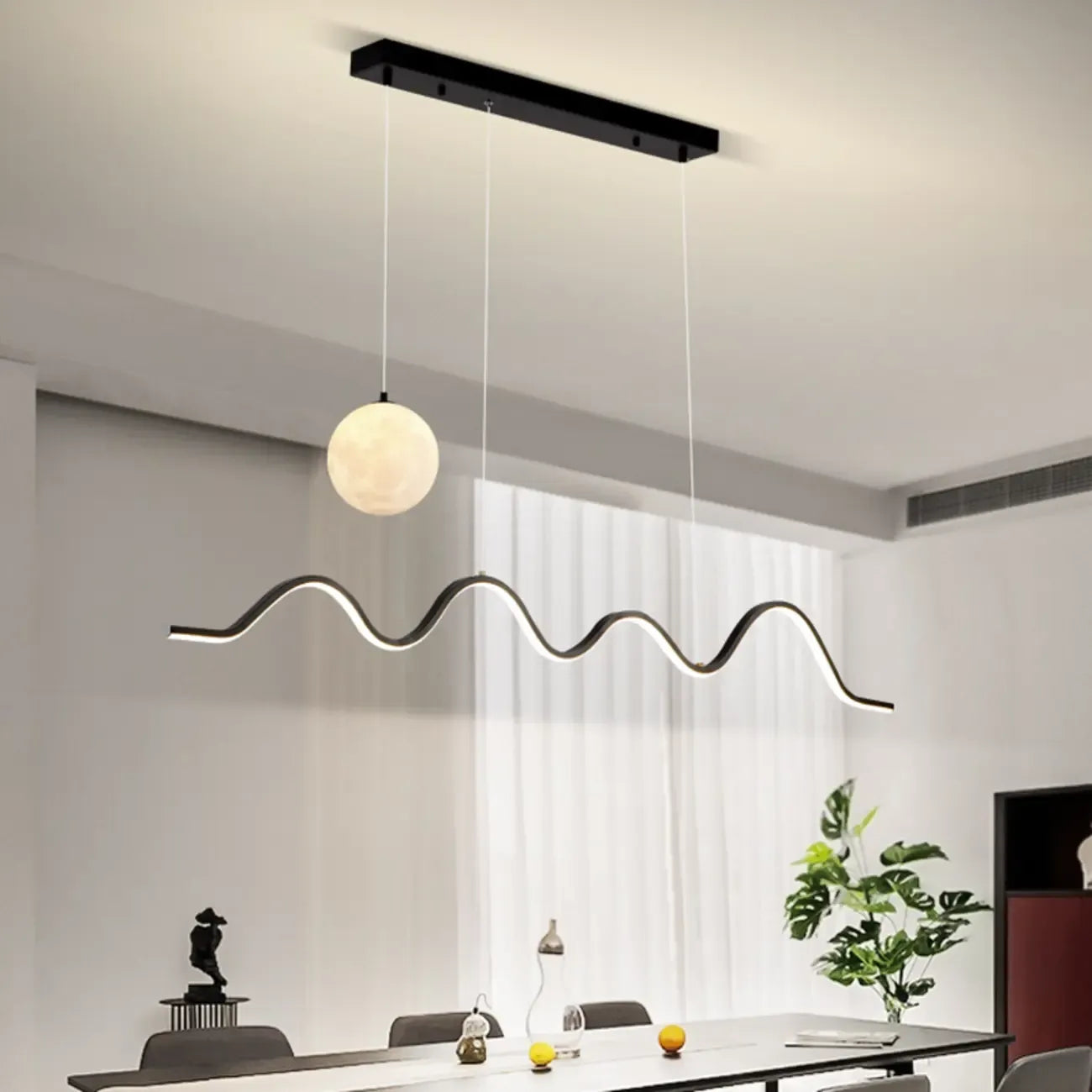 Art Decor Modern 2-Light Wave Pendant Light Multi Diming