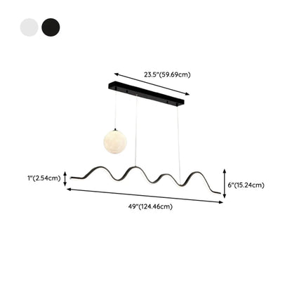 Art Decor Modern 2-Light Wave Pendant Light Multi Diming