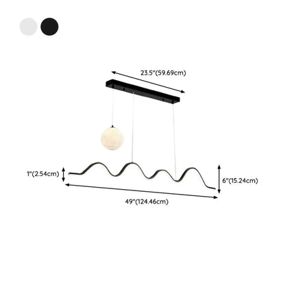 Art Decor Modern 2-Light Wave Pendant Light Multi Diming