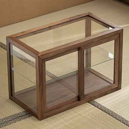 Wooden Tabletop Display Cabinet Glass Doors