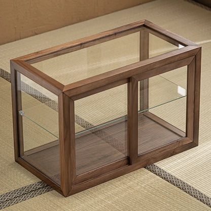 Wooden Tabletop Display Cabinet Glass Doors