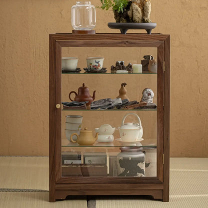 Wooden Tabletop Display Cabinet Glass Doors