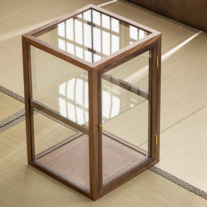 Wooden Tabletop Display Cabinet Glass Doors