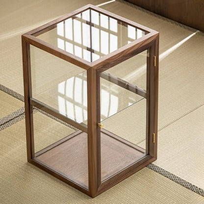 Wooden Tabletop Display Cabinet Glass Doors