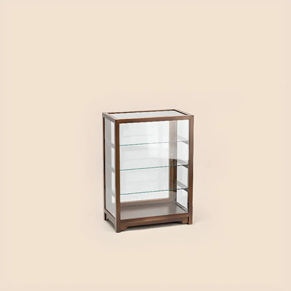 Wooden Tabletop Display Cabinet Glass Doors