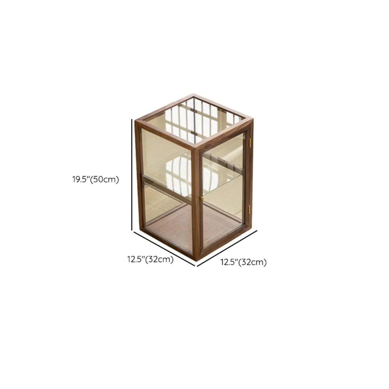 Wooden Tabletop Display Cabinet Glass Doors