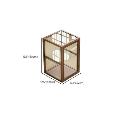 Wooden Tabletop Display Cabinet Glass Doors