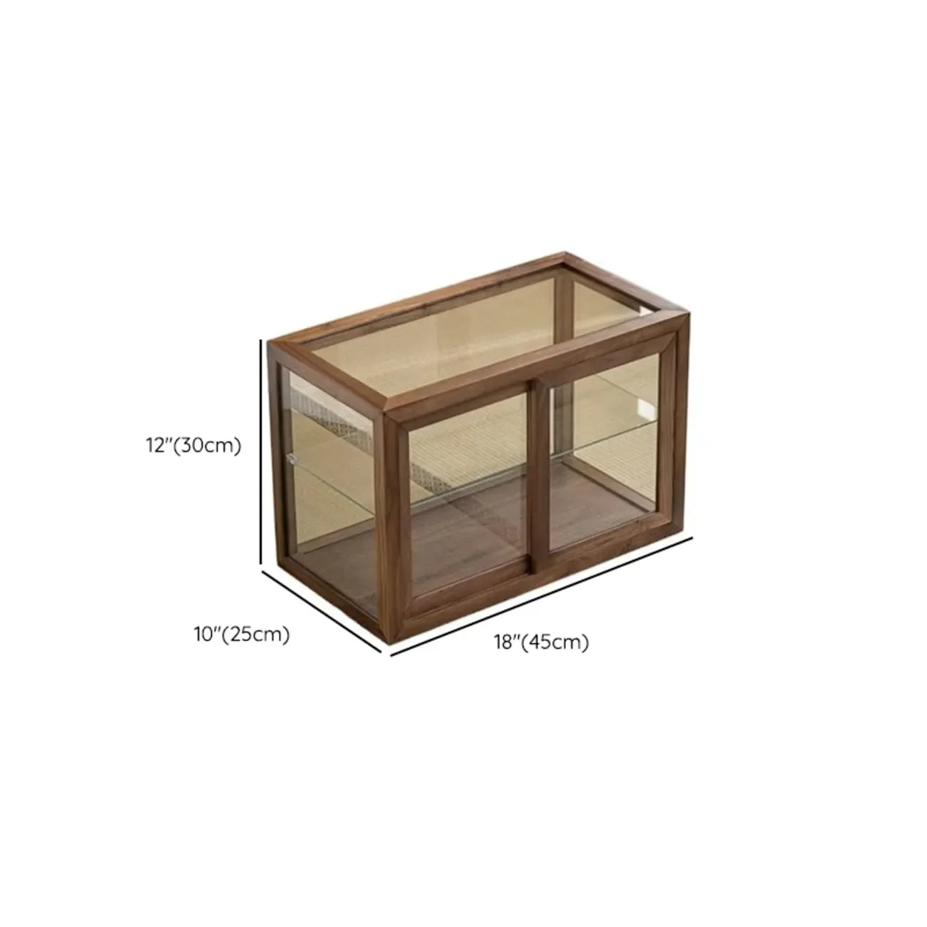Wooden Tabletop Display Cabinet Glass Doors