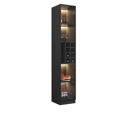 Minimalist Black Wooden Wine Rack Cabinet with Glass Door