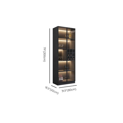 Minimalist Black Wooden Wine Rack Cabinet with Glass Door