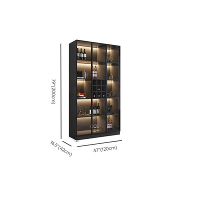 Minimalist Black Wooden Wine Rack Cabinet with Glass Door