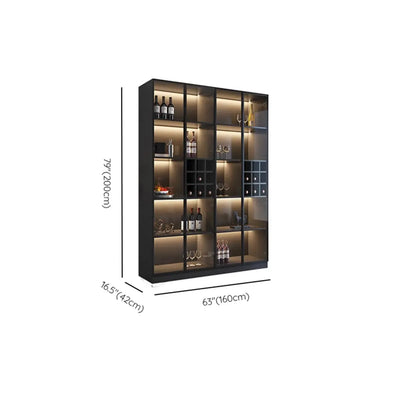 Minimalist Black Wooden Wine Rack Cabinet with Glass Door