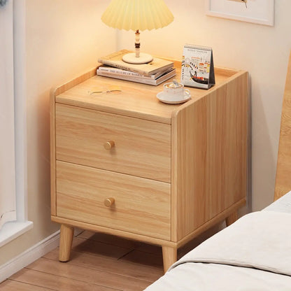 Modern White Wooden Bedside Table with Drawers