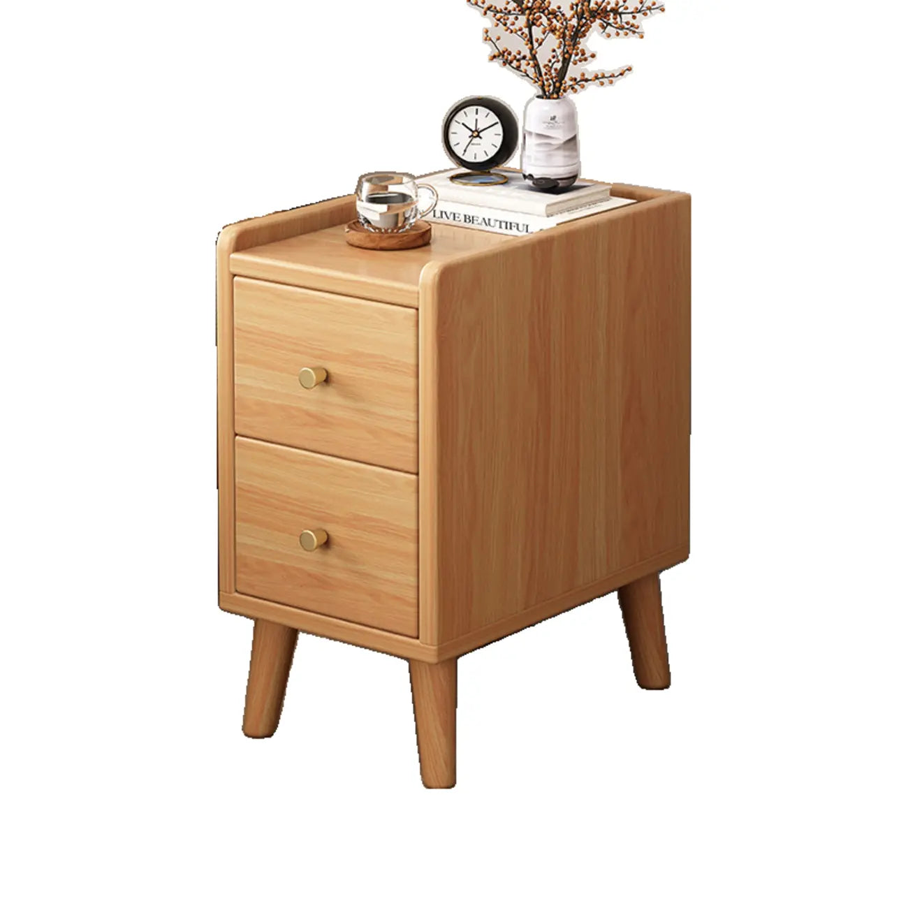 Modern White Wooden Bedside Table with Drawers