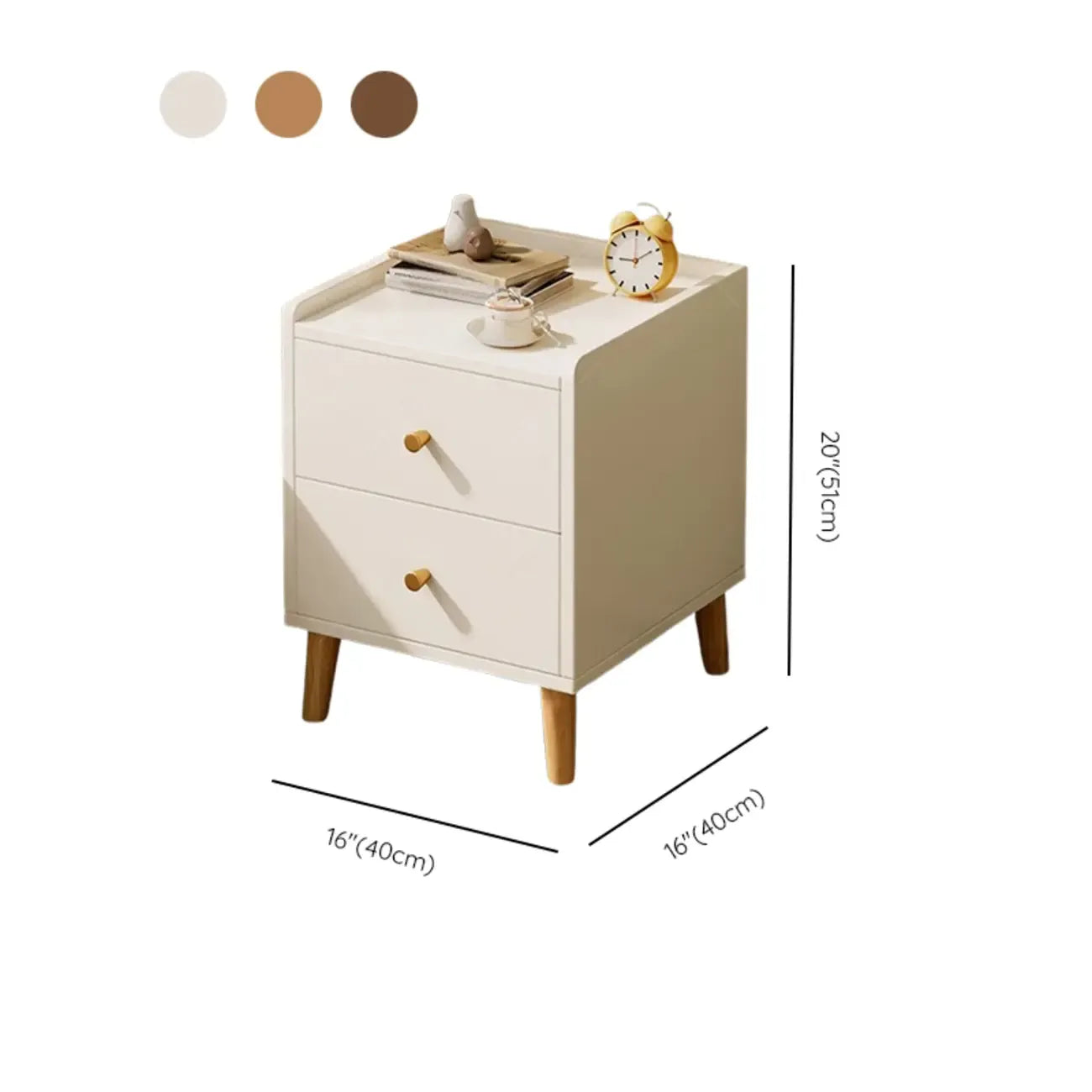 Modern White Wooden Bedside Table with Drawers