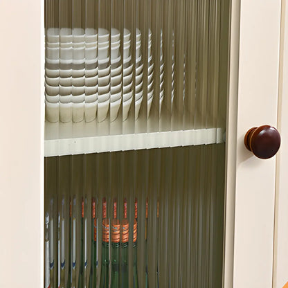 Vintage White Wood Sideboard with Glass Doors