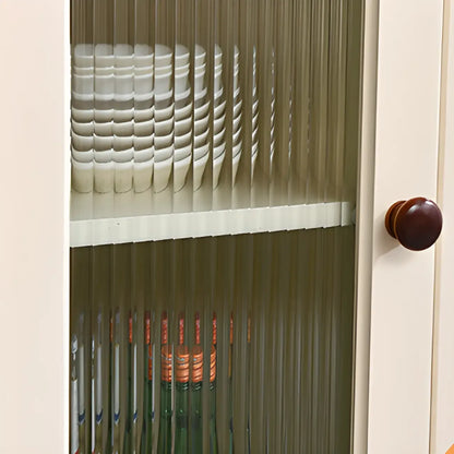 Vintage White Wood Sideboard with Glass Doors