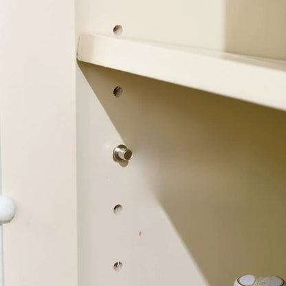 Vintage White Wood Sideboard with Glass Doors