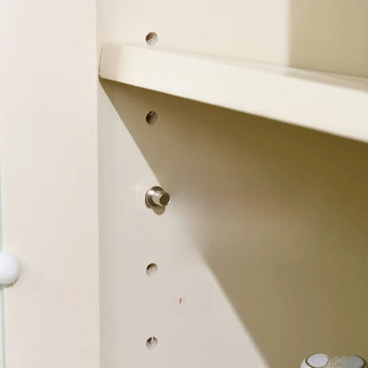 Vintage White Wood Sideboard with Glass Doors