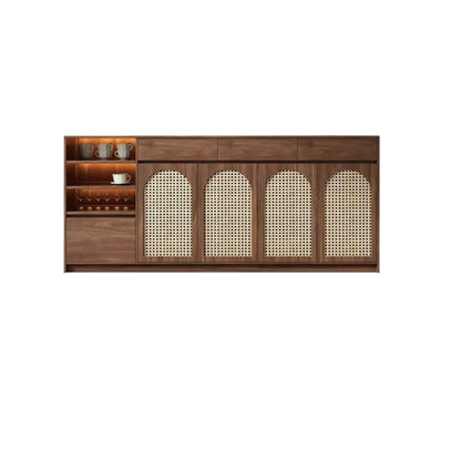 Medium Wood Rattan Kitchen Storage Cabinet in Natural Finish