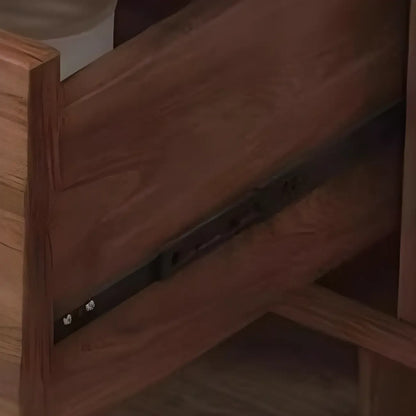 Medium Wood Rattan Kitchen Storage Cabinet in Natural Finish