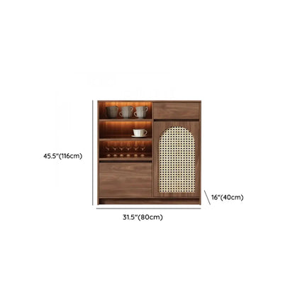 Medium Wood Rattan Kitchen Storage Cabinet in Natural Finish