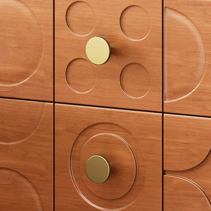 Vintage Wooden Carved Pattern 2 Drawers Bedside Nightstand