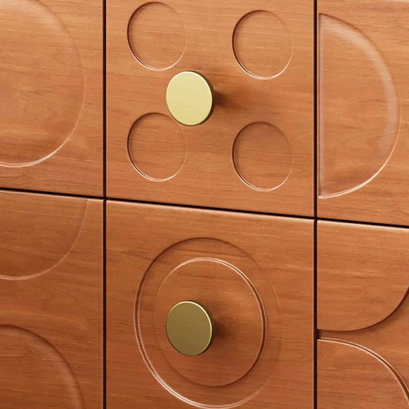 Vintage Wooden Carved Pattern 2 Drawers Bedside Nightstand