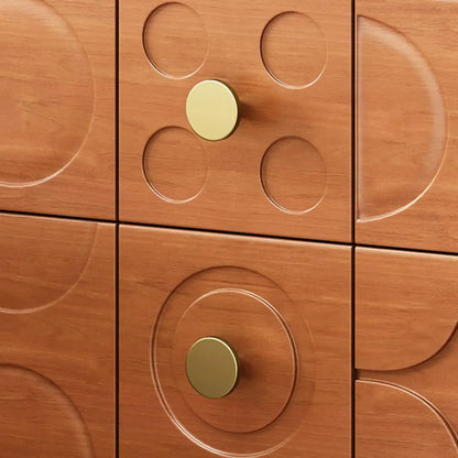 Vintage Wooden Carved Pattern 2 Drawers Bedside Nightstand