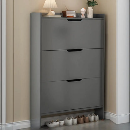 Efficient Minimalist Drop-Front Wood Adjustable Shoe Cabinet