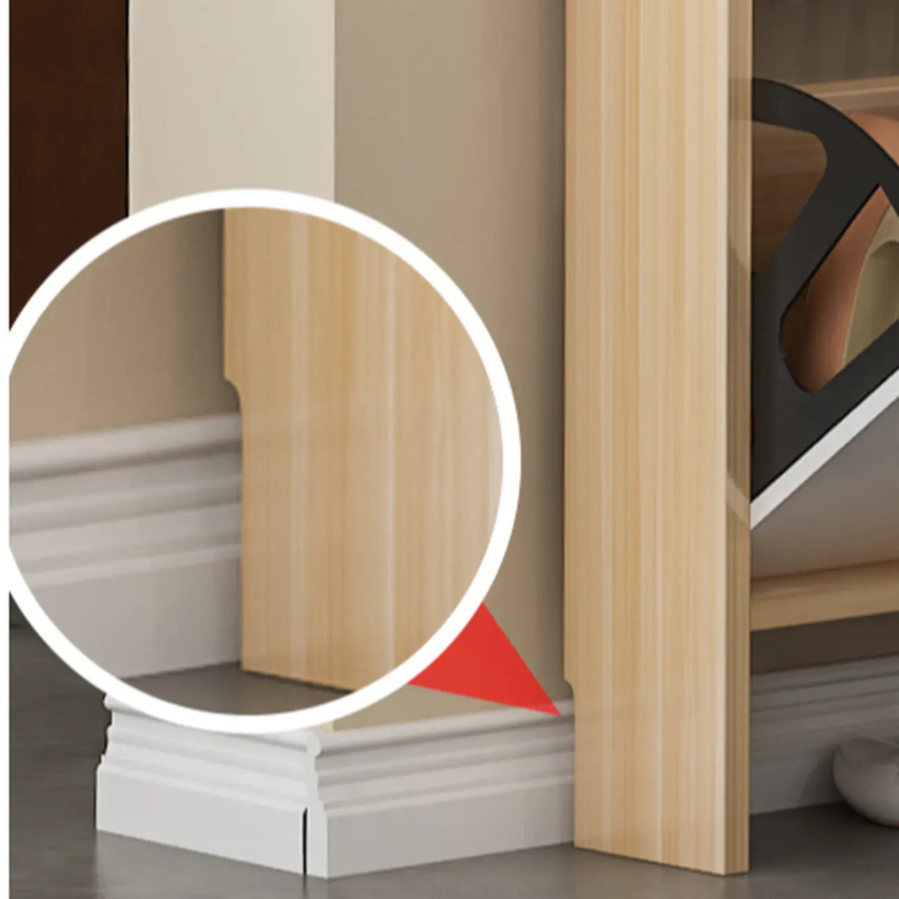 Efficient Minimalist Drop-Front Wood Adjustable Shoe Cabinet