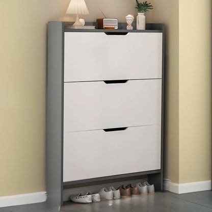 Efficient Minimalist Drop-Front Wood Adjustable Shoe Cabinet