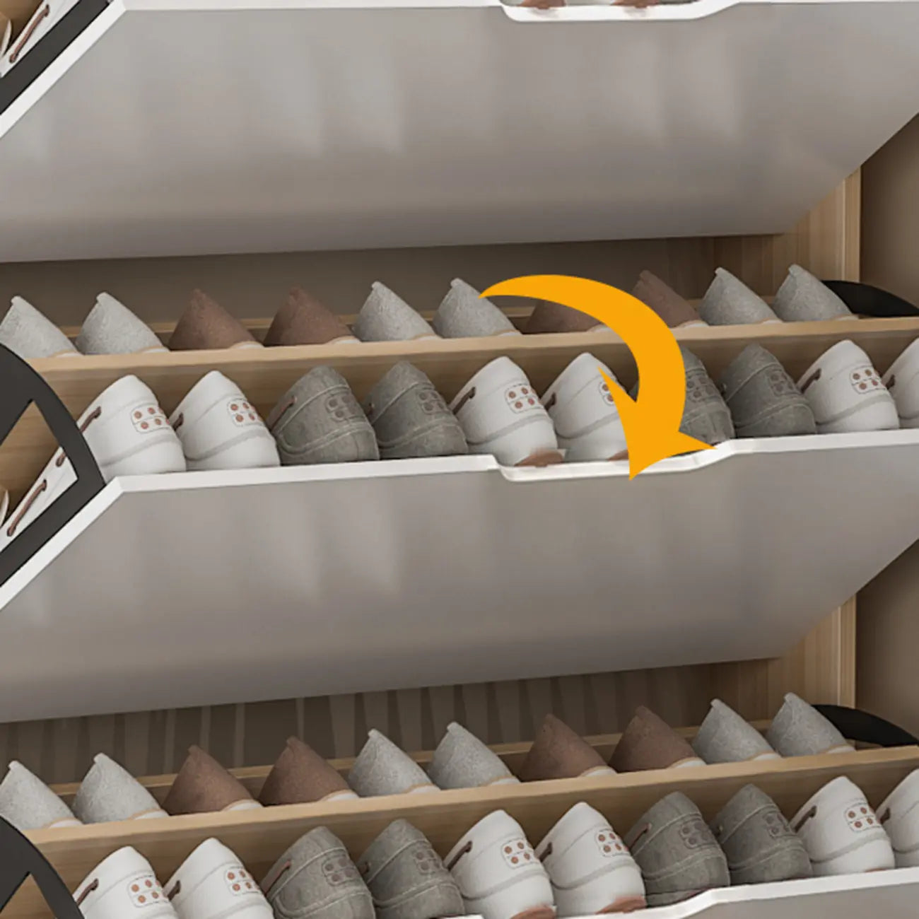 Efficient Minimalist Drop-Front Wood Adjustable Shoe Cabinet