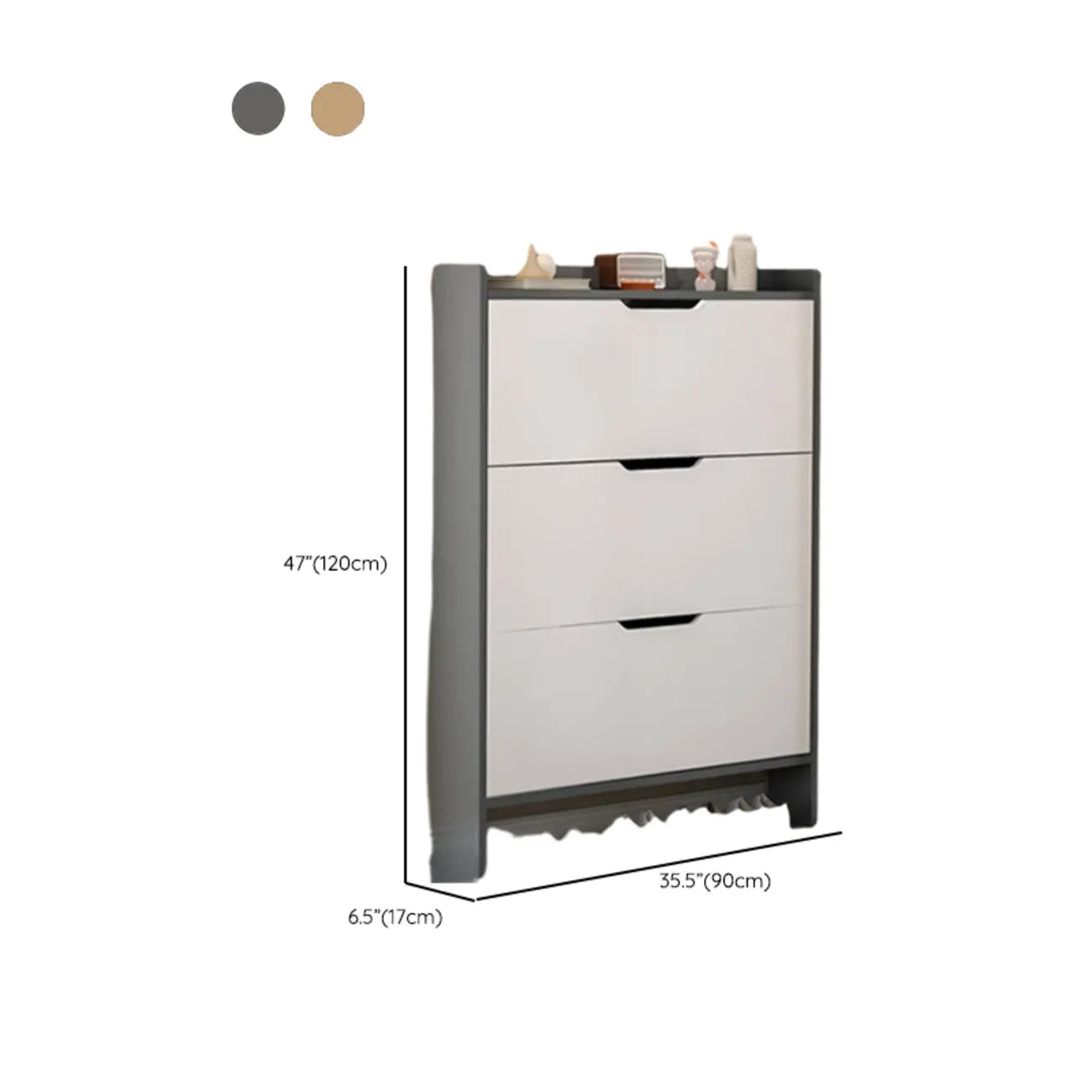 Efficient Minimalist Drop-Front Wood Adjustable Shoe Cabinet