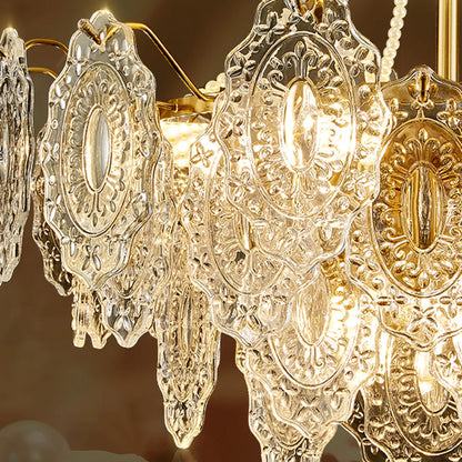 Luxurious Gold Crystal Leaf Round Pendant Chandelier