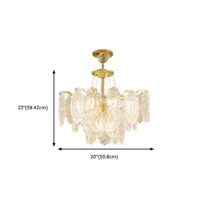 Luxurious Gold Crystal Leaf Round Pendant Chandelier