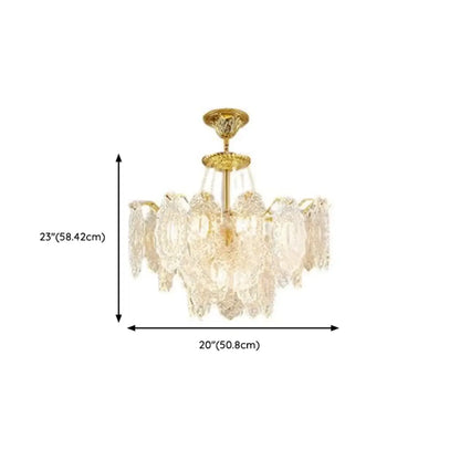 Luxurious Gold Crystal Leaf Round Pendant Chandelier