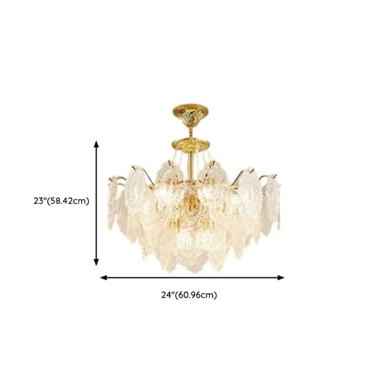 Luxurious Gold Crystal Leaf Round Pendant Chandelier