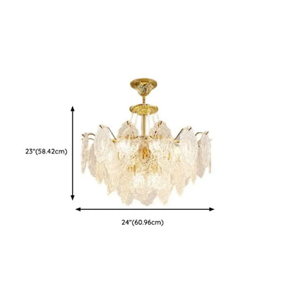 Luxurious Gold Crystal Leaf Round Pendant Chandelier