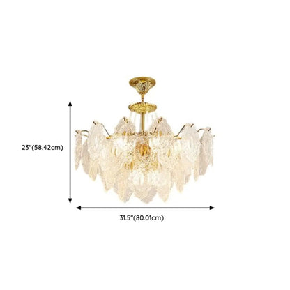 Luxurious Gold Crystal Leaf Round Pendant Chandelier