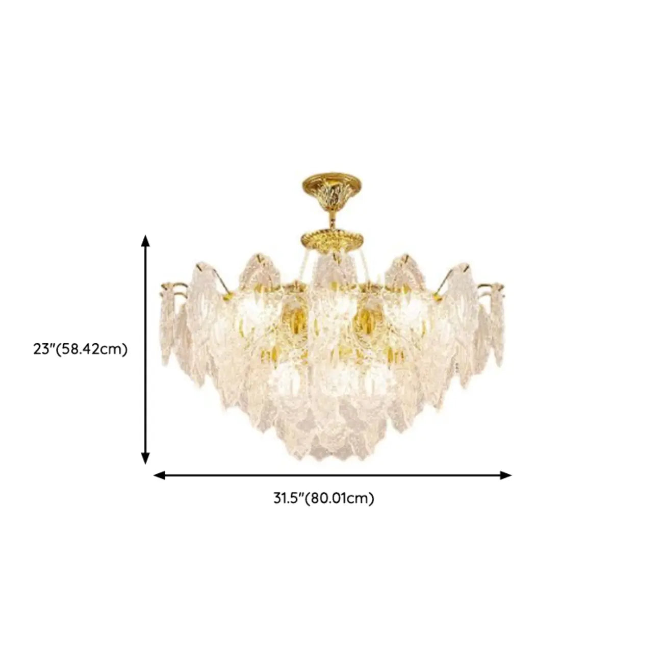 Luxurious Gold Crystal Leaf Round Pendant Chandelier